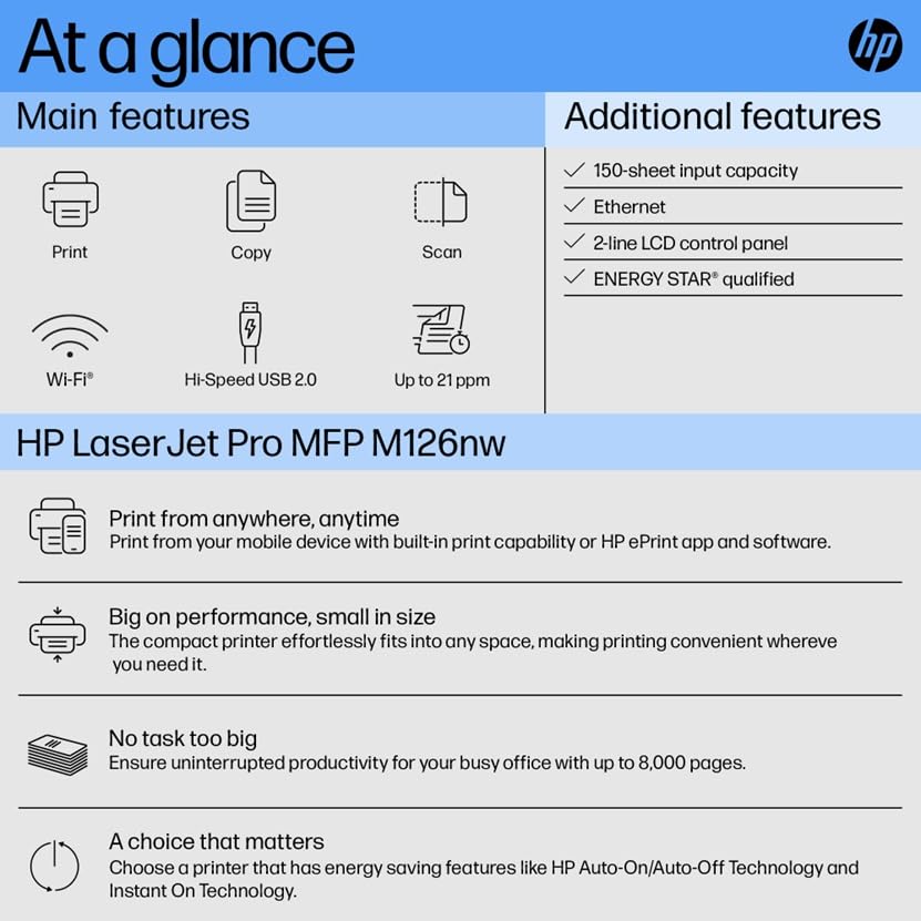 HP LaserJet Pro MFP M126nw Printer